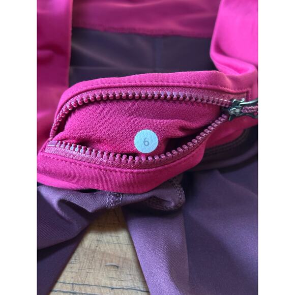 Lululemon Align Crop Athletic Leggings Maroon/Pink Pockets Reflective Size 6 - Picture 4 of 8